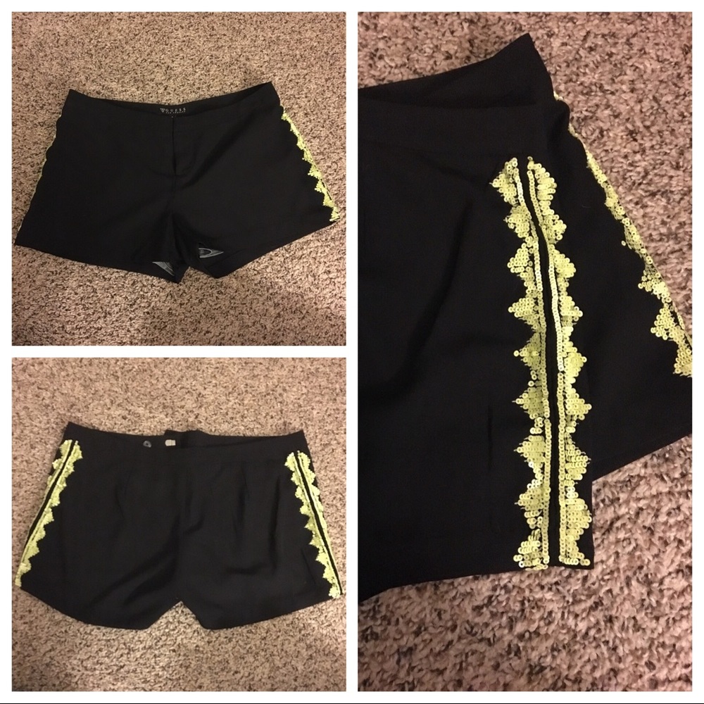 Guess Jet Black Club Shorts with Neon Sequin Sides